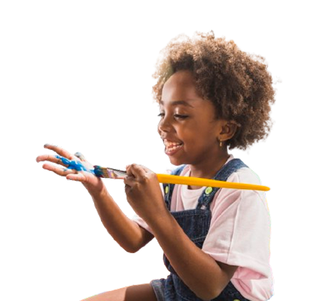 Child with paint brushes
